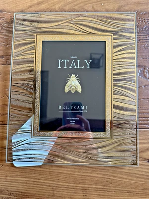 Marco de fotos Beltrami enchapado en plata en oro blanco hecho en Italia para 5"x7" nuevo sin etiquetas Foto 1 de 4