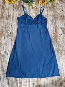 St Michael dunkelblau Nylon Midi Slip Petticoat Größe 34" Brustumfang 31" Taille Vintage - Bild 1 von 7