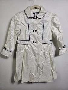 Rothschild Rain Coat Girl's Size 6X White Blue Accent Shinny Finish - Picture 1 of 16