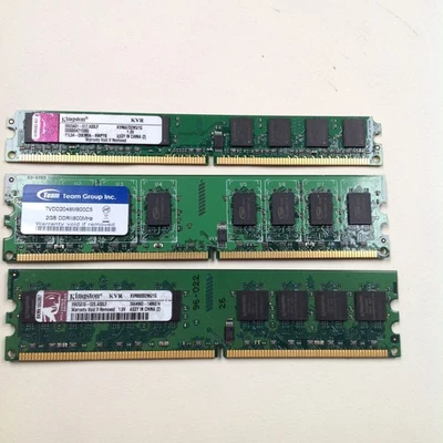 Lot of 3 DDR2 Desktop RAM 5GB Total (2×2GB + 1GB) PC2-6400/5300 Kingston & Team - Image 1 of 2