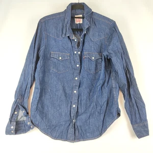 Levis Men Shirt Size M Denim Blue Classic Fit Button Front Long Sleeve - Foto 1 di 12