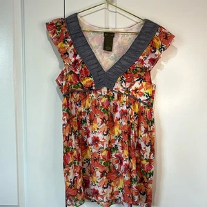 Top senza maniche Anthropologie fei Wildflower Walk Flouncy taglia 8 - Foto 1 di 6