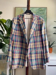 Vintage Polo Ralph Lauren 70s Madras Sport Coat Blazer 42R Made In USA - Bild 1 von 12