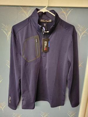 Pullover RLX Ralph Lauren, para hombre S azul marino, parte superior con cremallera $125 polietileno nuevo con etiquetas Foto 1 de 4