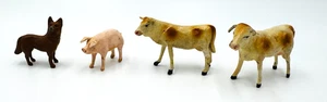 Antik Stockbein Schwein Kühe Hund Erzgebirge Krippe Handarbeit Germany 4 Stück - Bild 1 von 19