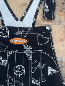 Forever 21 Airwalk Men's Size L Black White Denim Streetwear Bib Overalls NWT - Picture 1 of 14