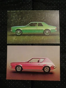 Par de postales vintage de 1972 sin usar American Motors AMC Hornet y AMC Gremlin - Imagen 1 de 3