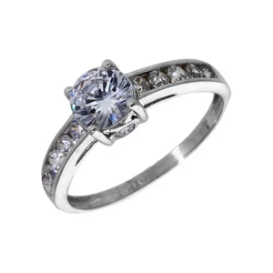 Pre-Owned 9ct White Gold Cubic Zirconia Solitaire Ring Size: N 9ct gold For Her - Picture 1 of 2