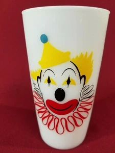 Hazel Atlas Circus Clown Becher Trink Milchglas Vintage 50er KOSTENLOSER VERSAND - Bild 1 von 12