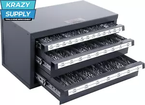 Three Drawer Drill Bit Organizer Cabinet for Jobber Length 1/16 to 1/2 Inch - Picture 1 of 11