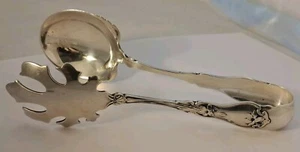 VIOLET Whiting Sterling Silver ICE TONGS 6 1/4" ART NOUVEAU Antique NO MONOGRAM - Picture 1 of 9