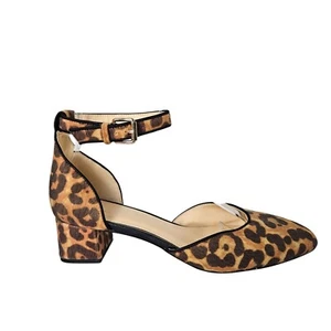 Cabi Womens Shoes Size 8M Leopard Print Block Heel Ankle Strap Pumps 2" Heel - Picture 1 of 12