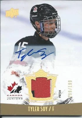 2015-16 UD Team Canada Juniors TYLER SOY #138 Auto Patch 199/199 - Image 1 of 2