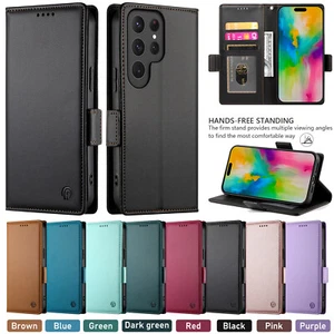 Funda tipo billetera magnética abatible de cuero para Samsung Galaxy S24 Ultra S23 S22 S21 - Imagen 1 de 63