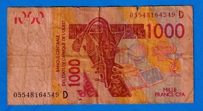 Mali -West African States CFA 1000 Francs 2005 P-415Dc Circulated 05548164549 - Image 1 of 4