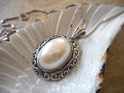 Окисленное серебро Jezlaine жемчуг подвеска 18» цепочка ожерелье H45A77 - Изображение 1 из 4