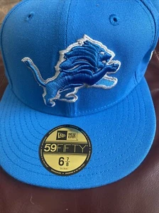 Detroit Lions New Era 59Fifty Fitted Hat Size 6 7/8 Blue Color - Picture 1 of 5