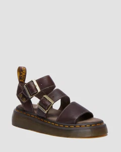 Dr. Martens Sandali Donna Gryphon Quad Grizzly Pelle Marrone - Foto 1 di 7