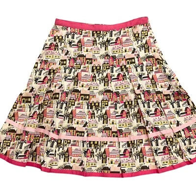 Falda Bernardo Mujer 12 Rosa Negra Plisada Escena Pueblo Realtor Línea A Cinta Foto 1 de 4