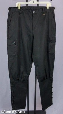 Pantalones Steampunk Para Hombre Negro Algodón Airship Jodhpur Ajustados Botón Pantalón de pantorrilla  Foto 1 de 2