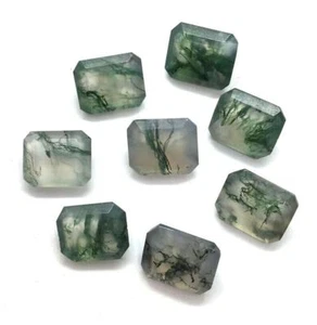 WHOLESALE NATURAL MOSS AGATE FACETED BAGUETTE SHAPE LOOSE GEMSTONE LOT JEWELLERY - Picture 1 of 3