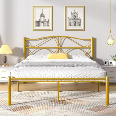 Металлический каркас кровати Queen Twin размер простой платформы стальные планки поддержки с изголовьем - Изображение 1 из 4