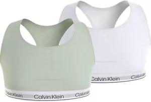 Calvin Klein GIRLS 2 Pack CK Bralette, 14-16 Years White/Lime New Logo - Picture 1 of 2