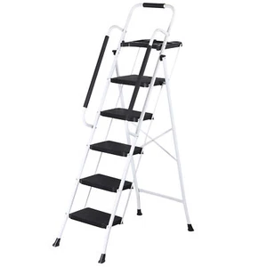 5 Step Ladder w/ Tool Tray Folding Step Stool w/ Wide Non-Slip Pedal & Handgrip - Picture 1 of 13