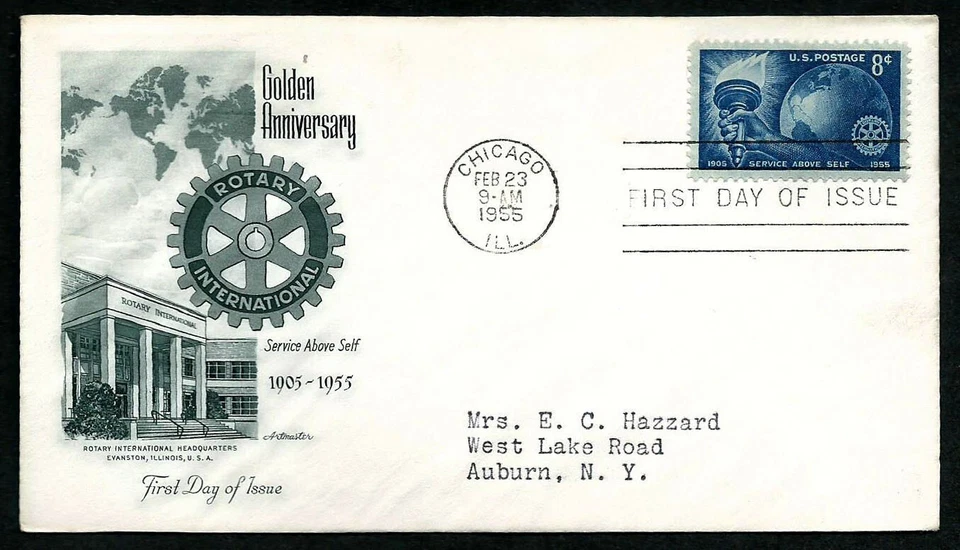 USA, SCOTT # 1066, ARTMASTER FDC COVER SERVICE ABOVE SELF, ROTARY INTERNATIONAL - Image 1 of 1