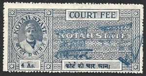 (BL) India Kotah State 4 Annas Court Fee Stamp - Picture 1 of 1