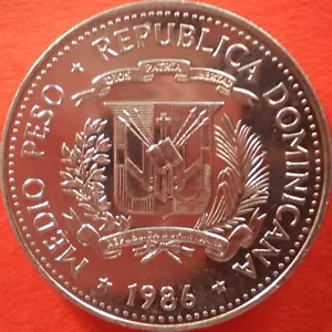 DOMINICAN REPUBLIC ½ PESO 1986 Dominicana Dominikanische Dominicaine Domenicana - Picture 1 of 2