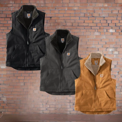 NWT! Carhartt MEN'S MOCK-NECK SHERPA-LINED VEST - LOOSE FIT-WASHED DUCK (S-5XL) - Image 1 of 4