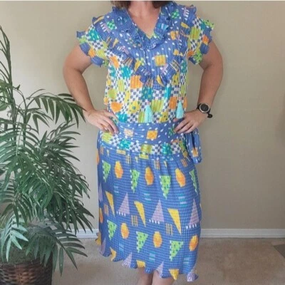 80s Vintage Mosaic | Geometric Colorful Skirt Set - Image 1 of 4