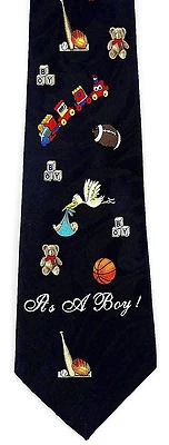 Gravata preta médica It's A Boy masculina gravata de pescoço bebê novo pai parto médico  - Imagem 1 de 3