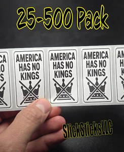 "AMERIKA HAT KEINE KÖNIGE" 25-500 Stück Aufkleber Bulk Decals Etiketten Anti Trump Not Ice - Bild 1 von 2