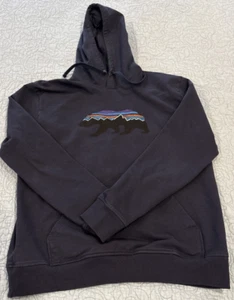 Patagonia Women’s Large Fitz Roy Bear Uprisal Hoodie Sweatshirt Navy Blue - Picture 1 of 7