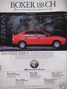 PUBLICITÉ 1987 ALFA ROMÉO 33 BOXER 118 CH - ADVERTISING - Imagen 1 de 1