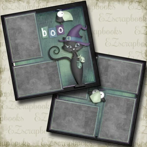 Creeper Cat - Halloween - 2 Premade Scrapbook Pages - EZ Layout 4336 - Imagen 1 de 2