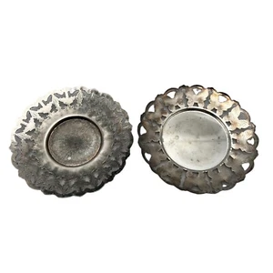 Set of Two Vintage Round Silver Plated Trays, Small Butterfly Tray - Picture 1 of 8