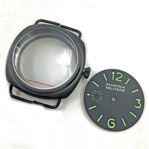 45mm black PVD coated Watch case+small second Dial Fit ETA 6497 ST3600 movement - Picture 1 of 8