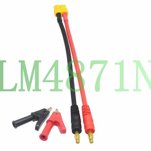 XT60 female to 4mm bullet banana 12AWG 6" Wire Turnigy Charger + Alligator Clips - Picture 1 of 6