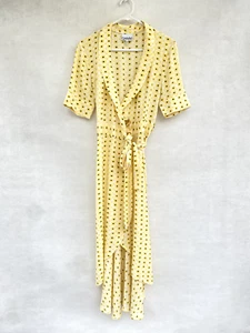 ☘️ Womens Ganni 100% Viscose Floral Print High-Low Midi Wrap Dress Size 34 6 - Foto 1 di 6
