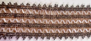 Antique French Beaded Trim in Geometric Design XX970 - Picture 1 of 4