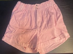 Primark Jeans Pink Jean Shorts Large Size 10 Cut Off  Denim Mini Booty Shorts - Picture 1 of 4