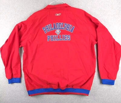 Philadelphia Phillies Béisbol Genuino MLB 2006 Reebok Cremallera Roja Chaqueta Para Hombres XL Foto 1 de 4