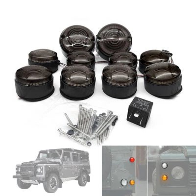 10x For Land Rover Defender 90 110 Light Deluxe Smoke LED Upgrade Kit Lamp - Image 1 of 3