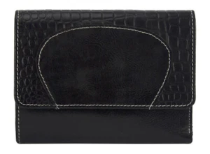 81696 Cartera Monedero Hecho A Mano De Cuero Negro RFID - Bild 1 von 7