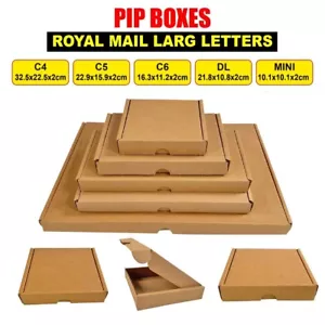 More details for large letter box royal mail pip boxes c4, c5, c6 dl c7 card board postal mailing