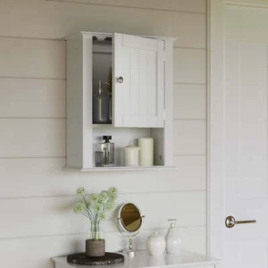 Ashland Single Door Bathroom Laundry Wall Mount Storage Medicine Cabinet - White - Picture 1 of 5