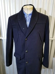 rag & bone Herren Top Mantel blau Wolle Tweed — 40 USN STYLE Dock Schal Metallknöpfe - Bild 1 von 7